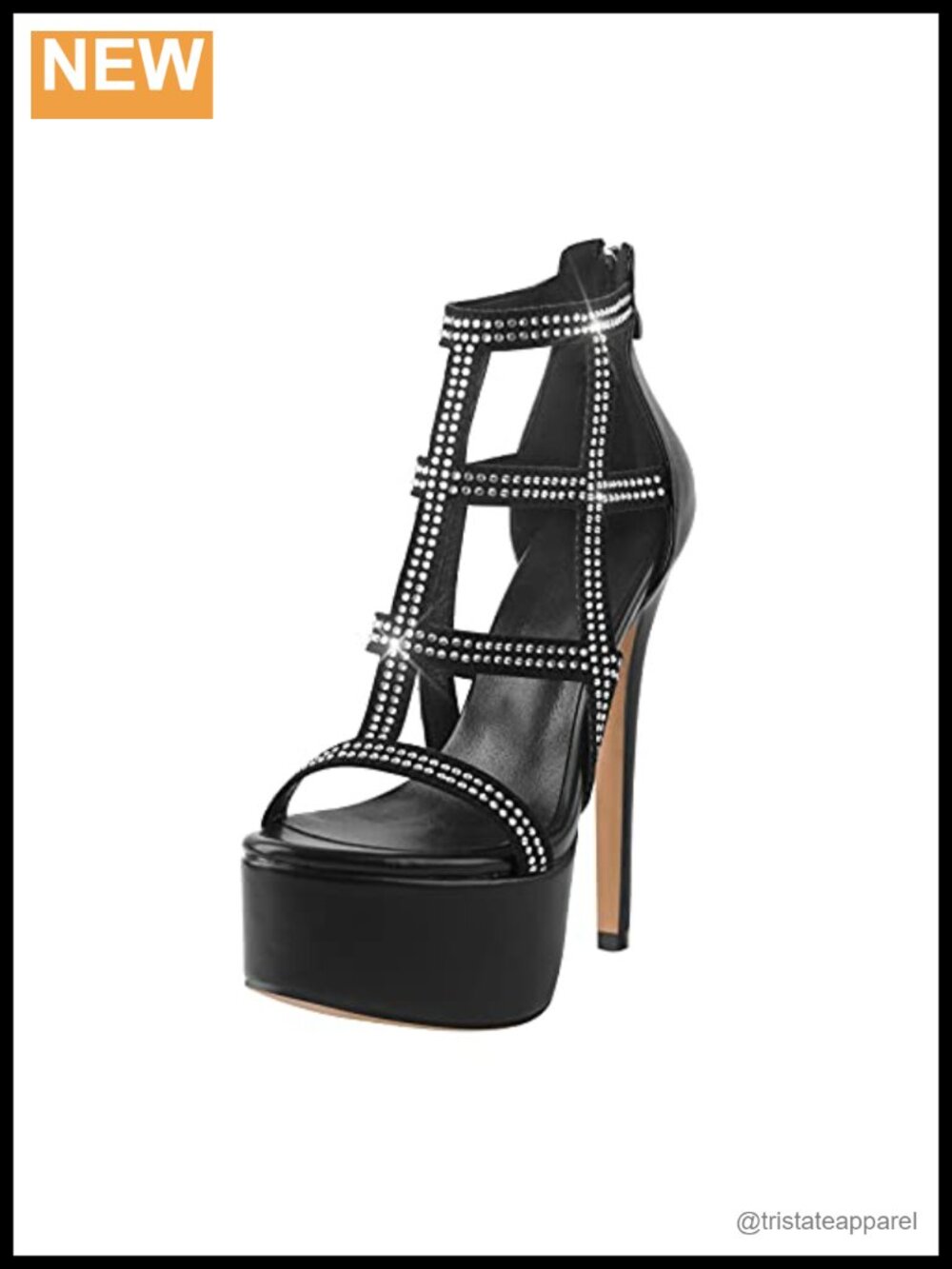 VERISSON Women's Rhinestone Stiletto High Heels Open Toe Platform Sandals